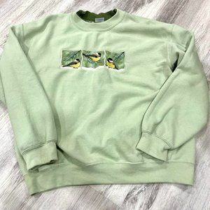 embroidered green crewneck